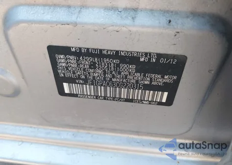 2012 Subaru Impreza 2.0I Premium z USA, uszkodzony, nr VIN JF1GPAC63CG220315